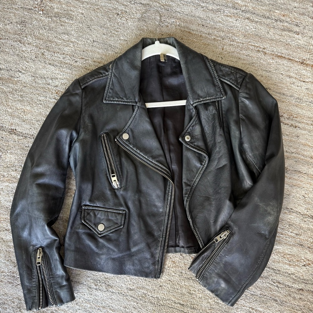 Topshop | Women's Moto Leather Jacket | Black